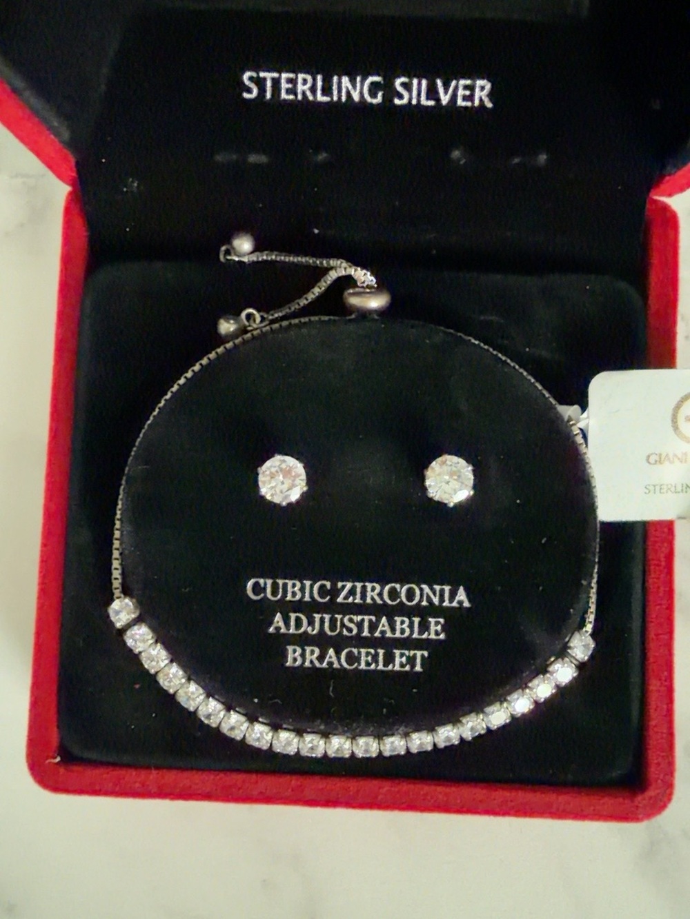 NEW Giani Bernini Sterling Silver CZ Tennis Bracelet & Earrings Set